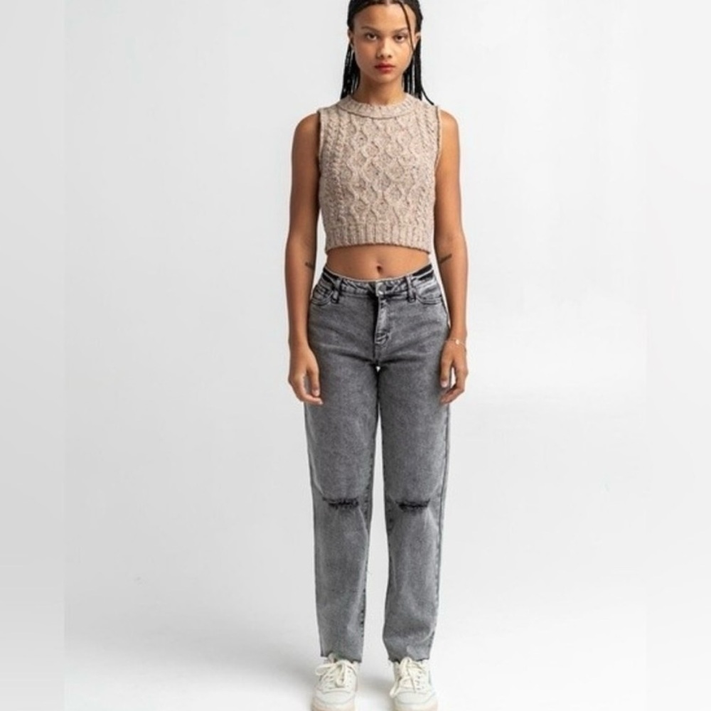 RSQ High Rise Straight Leg Size 26 Grey/Black acid wash‎